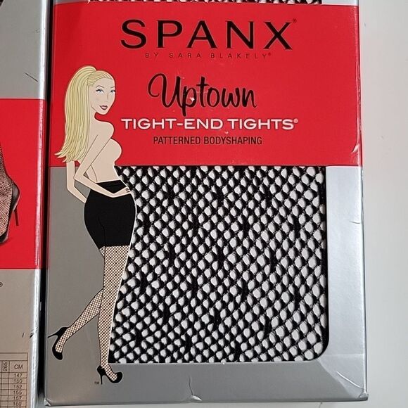 NEW SPANX FISHNET STOCKINGS TIGHTS PANTYHOSE TIGHT END SHAPING BLACK SIZE C XL - Picture 5 of 5